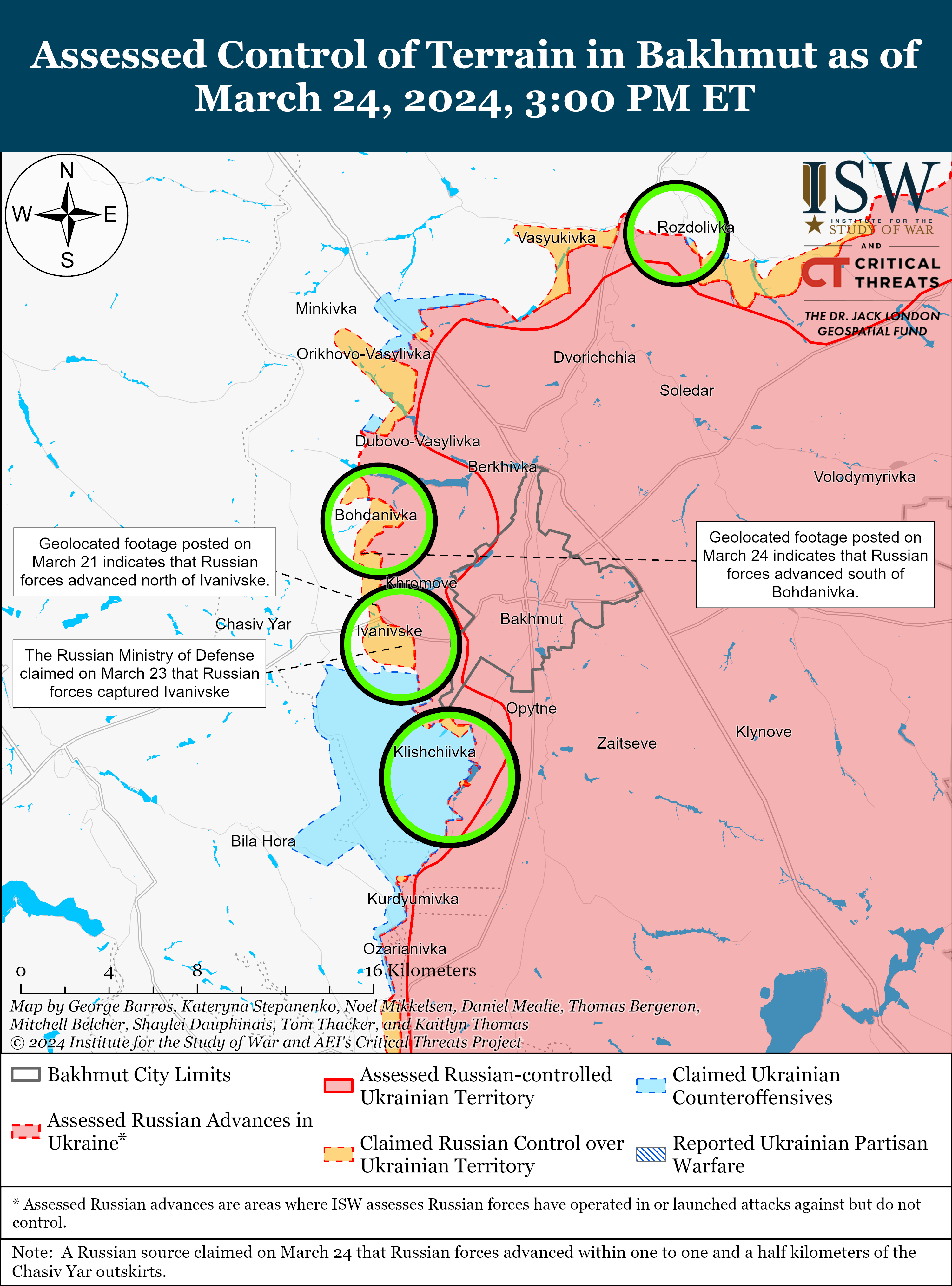 Росіяни намагаються наступати одразу на кількох напрямках: карти ISW